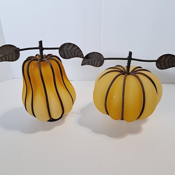 Vintage Frosted Blown Rod Iron Caged Fruit Votive Candle Holders - Picture 4 of 7